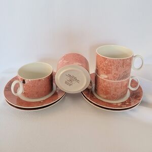 Villeroy & Boch Pinkish Siena Marble Look Teacup Set of 4 VITRO-Porcelain German